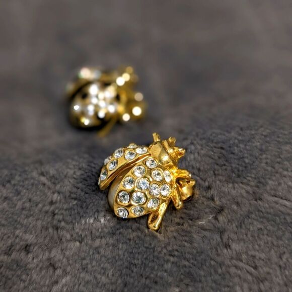 Vintage Petite Rhinestone/Goldtone Ladybug Brooches -Scatter Pins - Picture 7 of 16